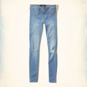 Hollister Medium Wash Destroyed Jeggings